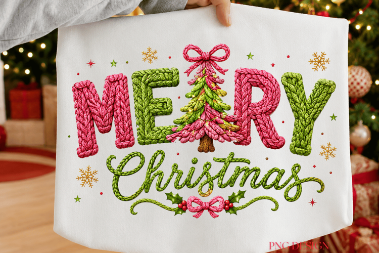 Merry Christmas PNG, Pink Green Christmas Sublimation