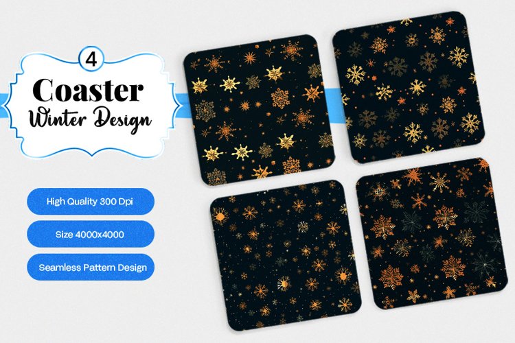 Square Coaster winter snow Sublimation example image 1