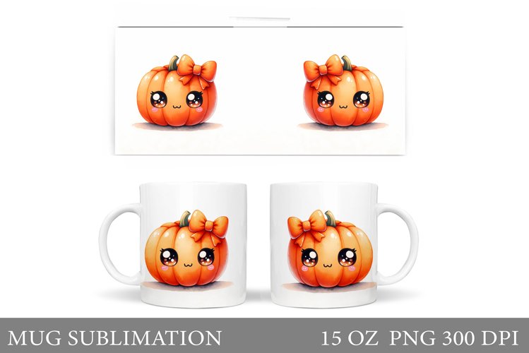 Cute Pumpkin Mug Wrap. Halloween Mug Wrap Sublimation example image 1