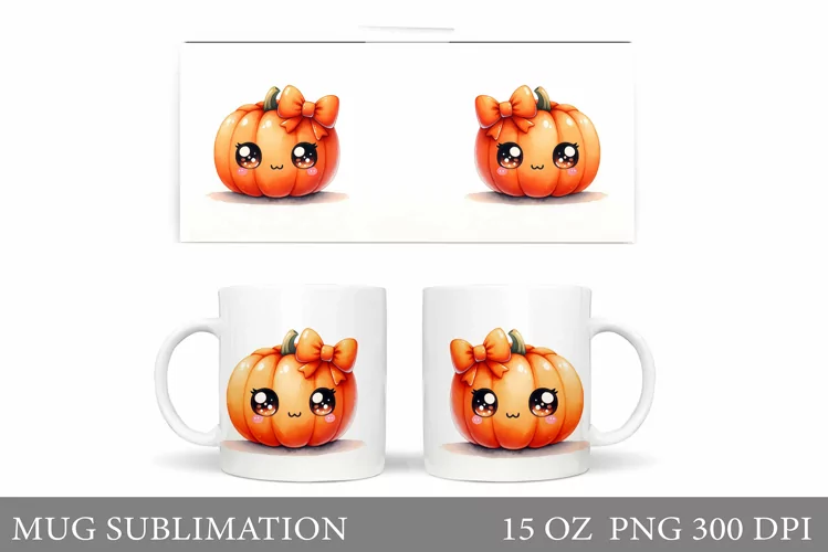 Cute Pumpkin Mug Wrap. Halloween Mug Wrap Sublimation