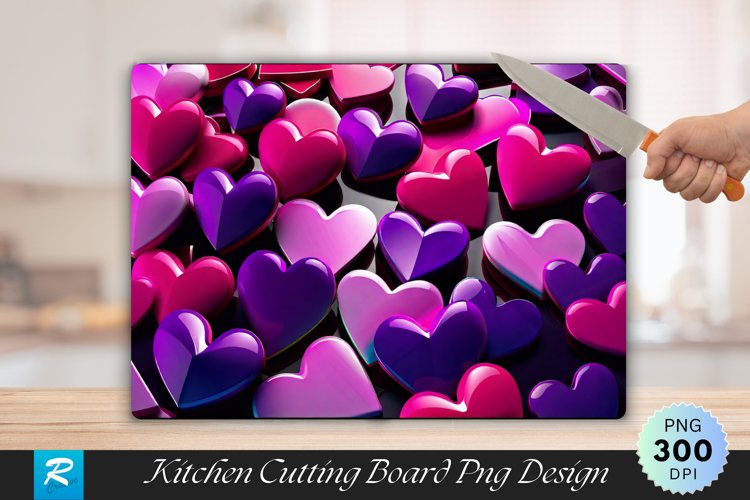 3D Heart Cutting Board Sublimation Design example image 1