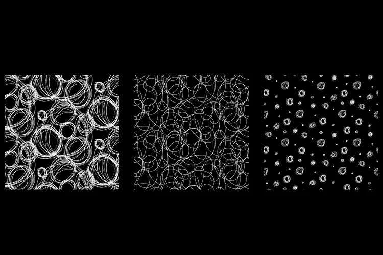 Scribbled Circles 3 Seamless Patterns