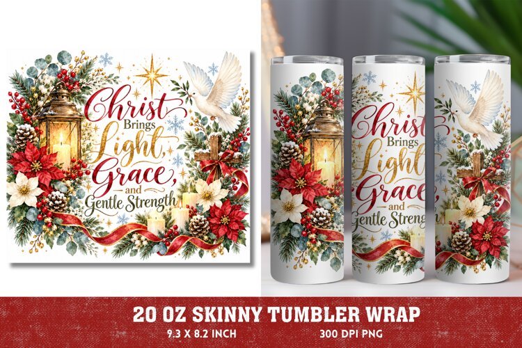 Pray Trust Rest 20oz Tumbler Wrap, Christian Christmas Praye example image 1