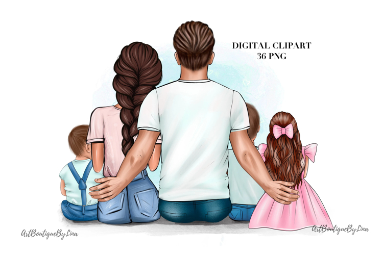 Family Clipart: Parents, Sons, Daughter