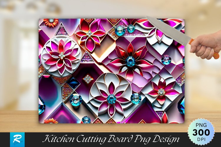 Flowers Cutting Board Sublimation Design example image 1