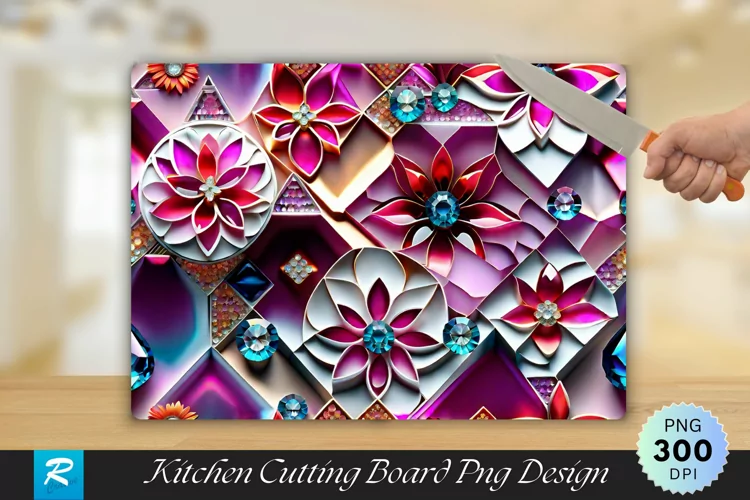 Flowers Cutting Board Sublimation Design
