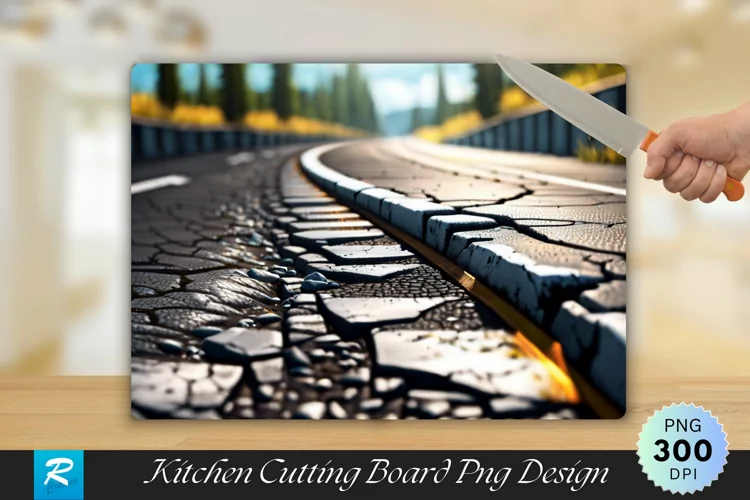 Crack Road Background Cutting Board sublimation Design