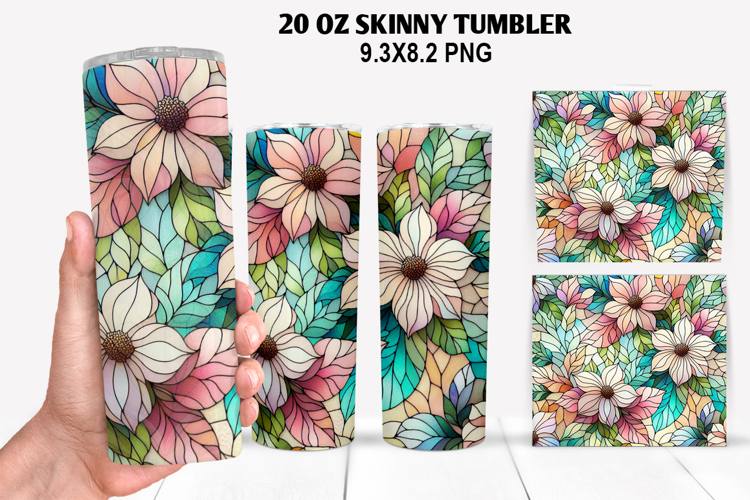 Flower Skinny Tumbler 20oz Wrap Design, Spring Tumbler Wrap