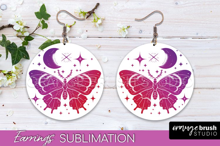 Boho Mystical Round Earrings Sublimation, Celestial Earrings