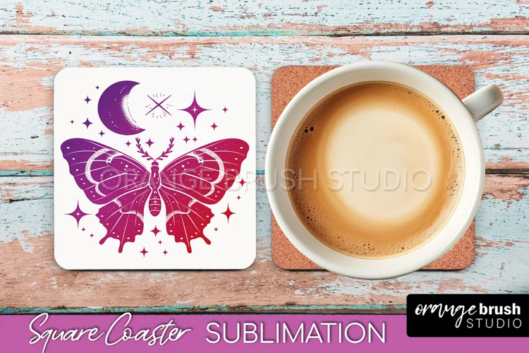 Boho Mystical Square Coaster PNG - Celestial Sublimation