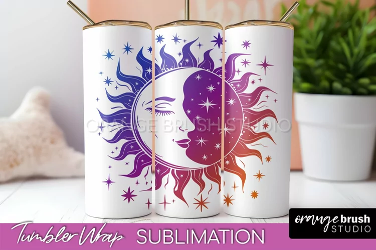 Celestial Tumbler Wrap, Boho Sublimation, Mystical Tumbler