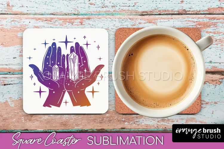 Boho Mystical Square Coaster PNG - Celestial Sublimation
