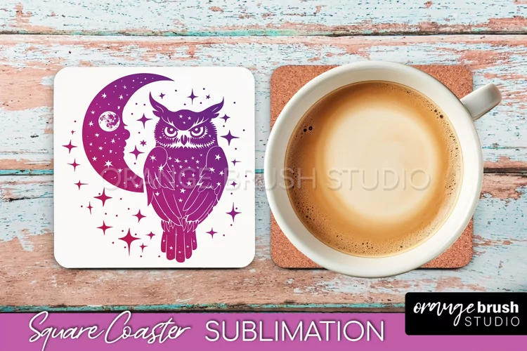 Boho Mystical Square Coaster PNG - Celestial Sublimation