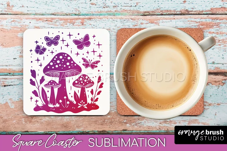 Boho Mystical Square Coaster PNG - Celestial Sublimation