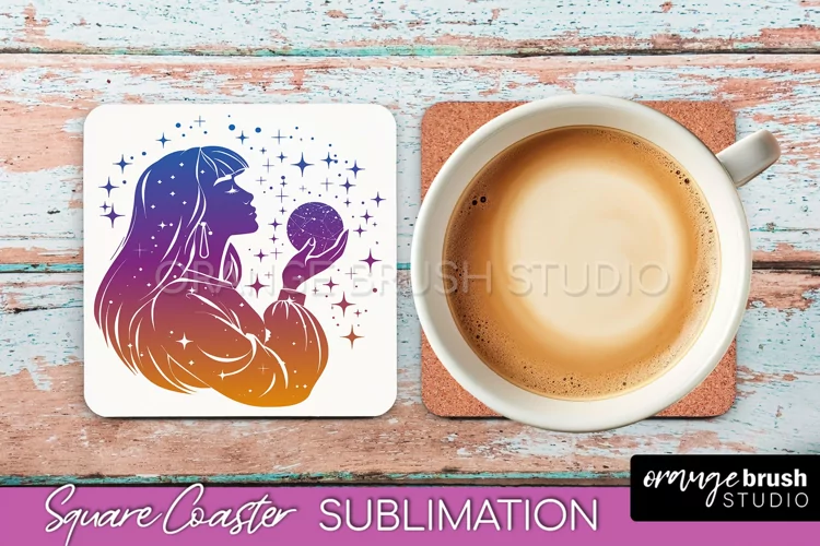 Boho Mystical Square Coaster PNG - Celestial Sublimation