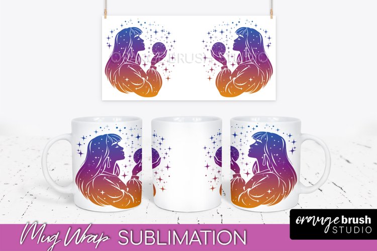 Celestial Mug Wrap PNG, Boho Mystical Coffee Mug Sublimation