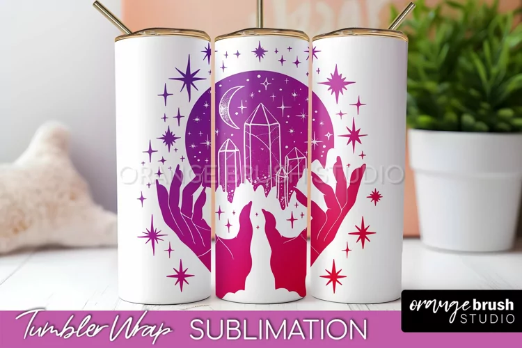 Celestial Tumbler Wrap, Boho Sublimation, Mystical Tumbler