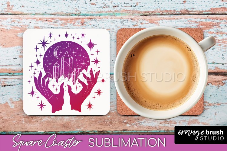 Boho Mystical Square Coaster PNG - Celestial Sublimation example image 1