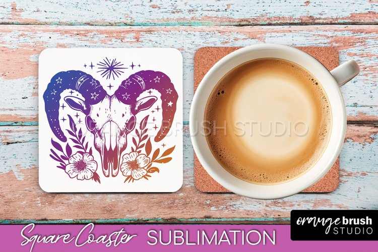 Boho Mystical Square Coaster PNG - Celestial Sublimation