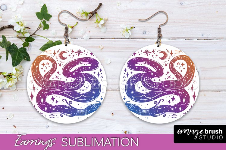 Boho Mystical Round Earrings Sublimation, Celestial Earrings