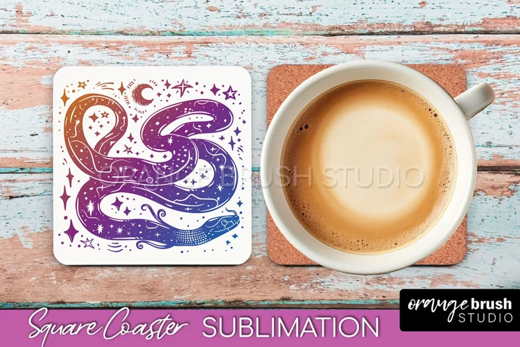 Boho Mystical Square Coaster PNG - Celestial Sublimation
