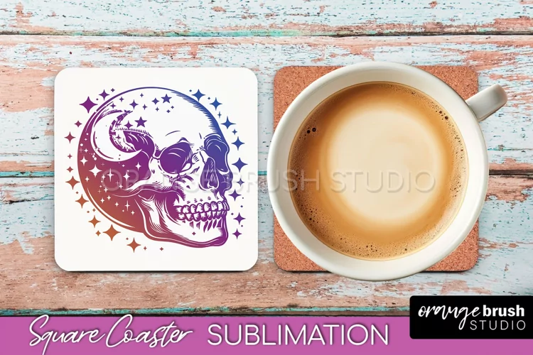 Boho Mystical Square Coaster PNG - Celestial Sublimation