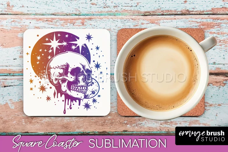 Boho Mystical Square Coaster PNG - Celestial Sublimation
