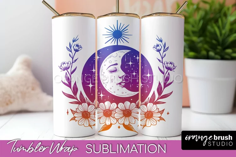 Celestial Tumbler Wrap, Boho Sublimation, Mystical Tumbler