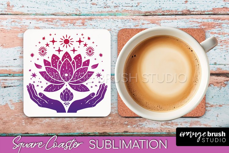 Boho Mystical Square Coaster PNG - Celestial Sublimation