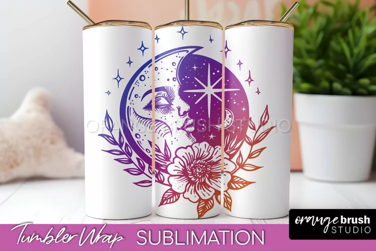 Celestial Tumbler Wrap, Boho Sublimation, Mystical Tumbler