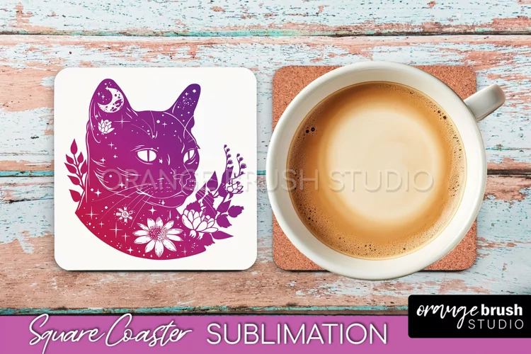 Boho Mystical Square Coaster PNG - Celestial Sublimation