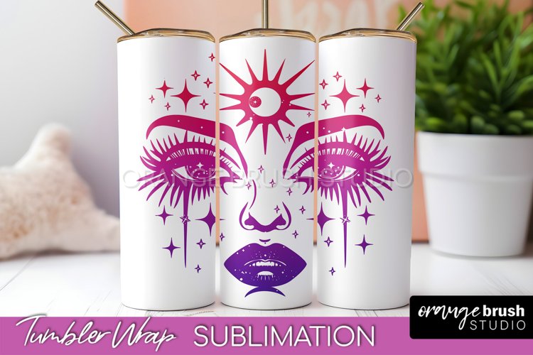 Celestial Tumbler Wrap, Boho Sublimation, Mystical Tumbler example image 1