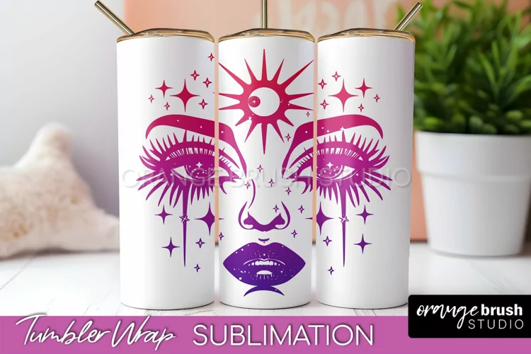Celestial Tumbler Wrap, Boho Sublimation, Mystical Tumbler