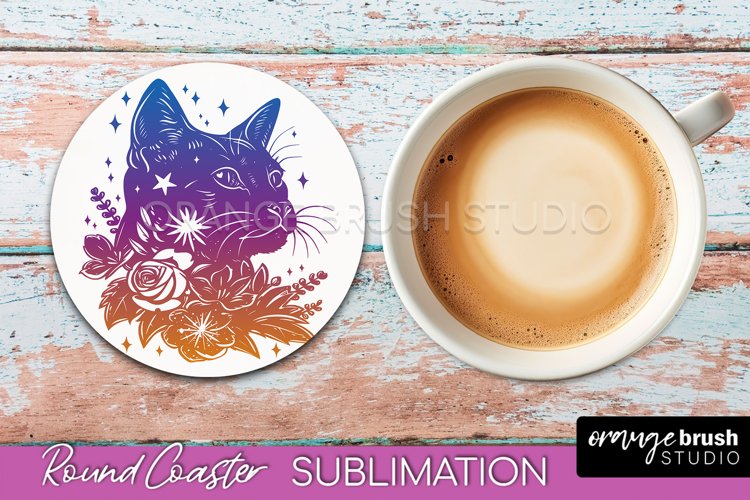 Celestial Coaster Sublimation, Boho Mystical Round Coaster