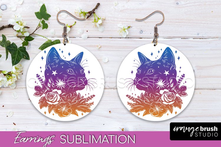 Boho Mystical Round Earrings Sublimation, Celestial Earrings