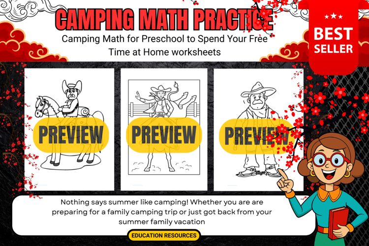 Camping Math Worksheets for Preschool Activities For School