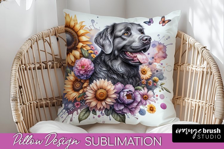 Chesapeake Bay Retriever Pillow Cover Dog Sublimation Floral example image 1