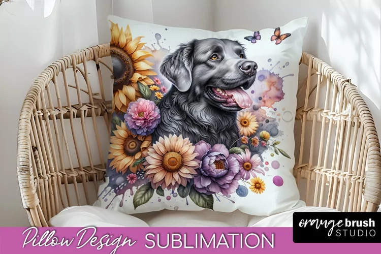 Chesapeake Bay Retriever Pillow Cover Dog Sublimation Floral