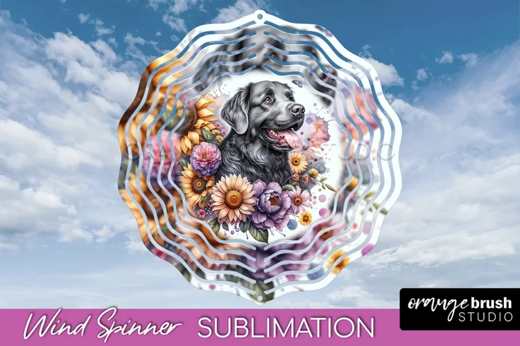 Chesapeake Bay Retriever Wind Spinner Dog Sublimation Floral
