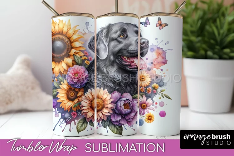 Chesapeake Bay Retriever Tumbler Wrap Dog Sublimation Floral