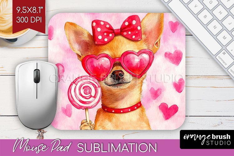 Chihuahua Valentine Mouse Pad Sublimation Valentines Day