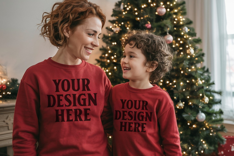 Christmas Family Matching T-Shirt Mockups | Holiday Group
