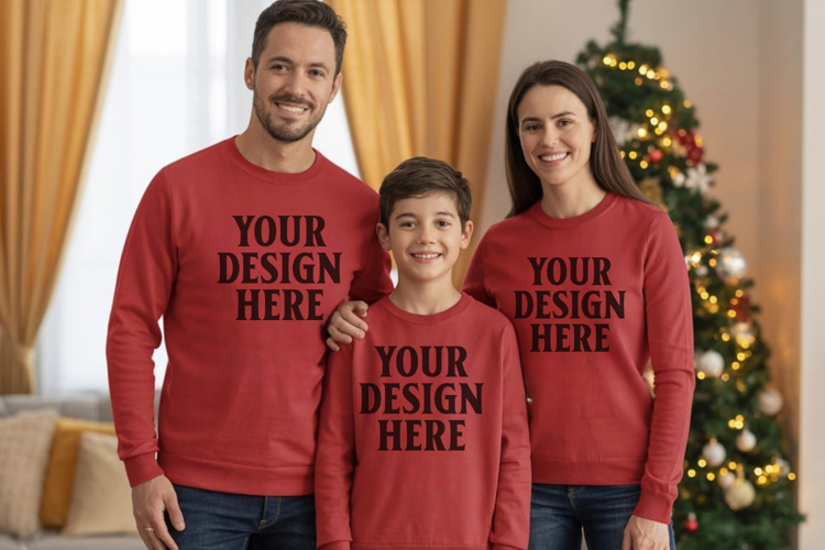 Christmas Family Matching T-Shirt Mockups | Holiday Group