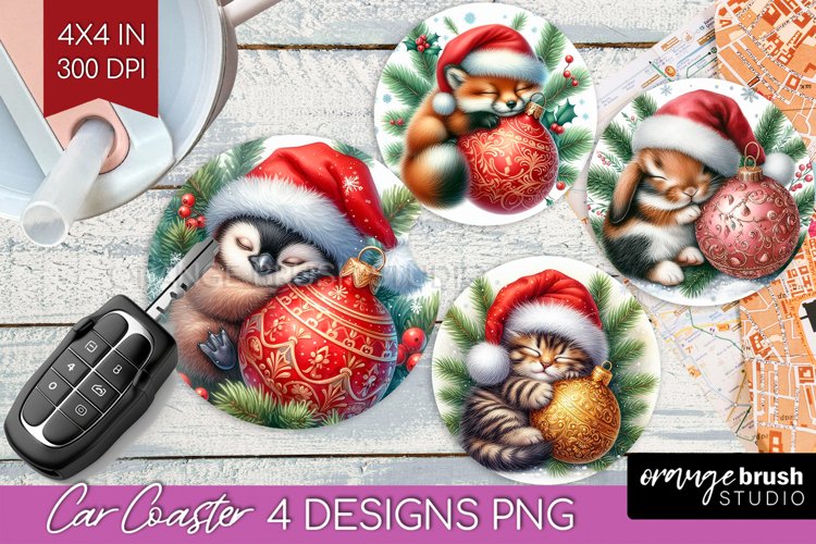 Christmas Animals Car Coaster - Cute Christmas Coaster PNG example image 1