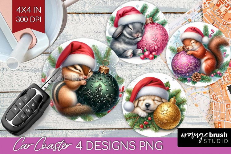 Christmas Animals Car Coaster - Cute Christmas Coaster PNG example image 1