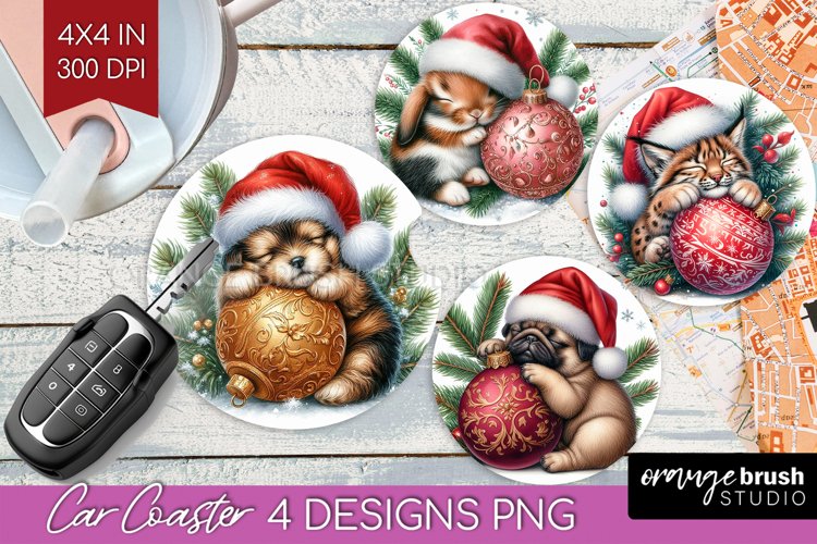 Christmas Animals Car Coaster - Cute Christmas Coaster PNG example image 1