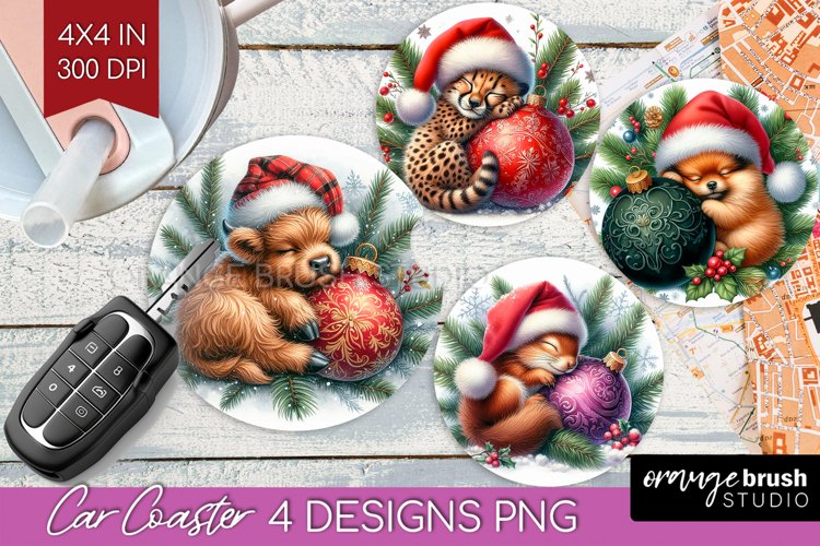 Christmas Animals Car Coaster - Cute Christmas Coaster PNG example image 1