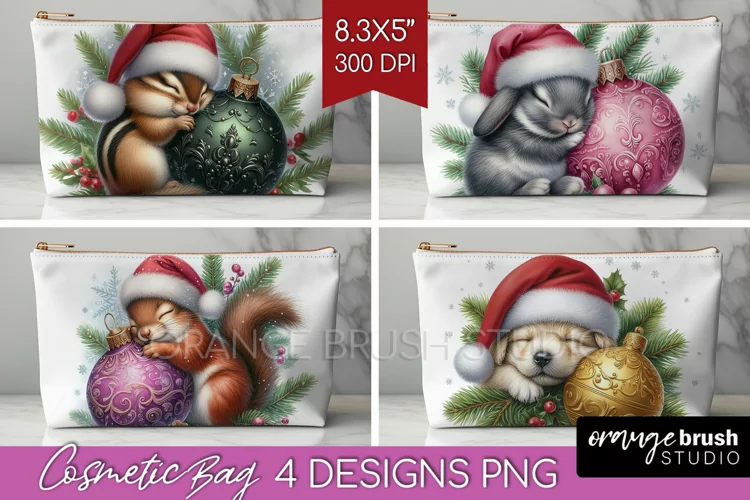 Christmas Animals Cosmetic Bag - Cute Christmas Makeup Bag