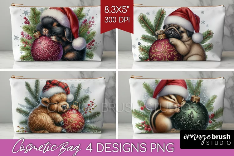 Christmas Animals Cosmetic Bag - Cute Christmas Makeup Bag