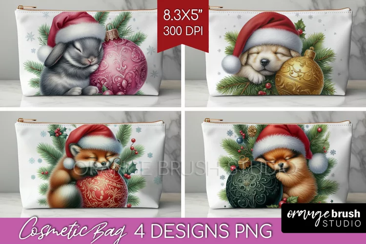 Christmas Animals Cosmetic Bag - Cute Christmas Makeup Bag